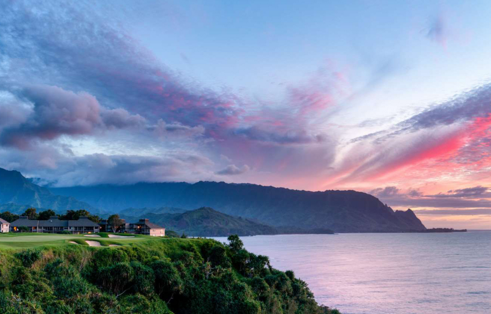 Scenic view of Princeville cliffs